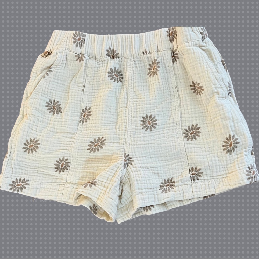 Madewell Cream and Brown High Waist Shorts